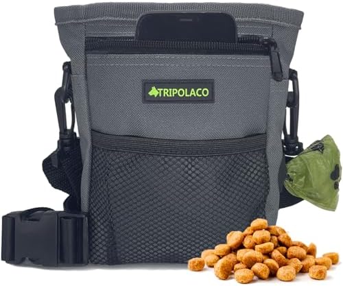 Magnetic Dog Training Treat Pouch, Built-In Poop Bag Dispenser by TRIOPLACO