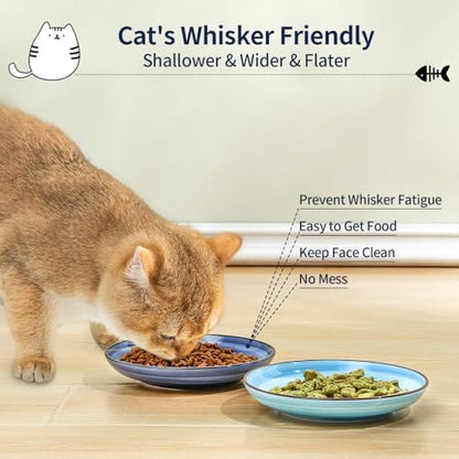 Selamica 6 Inch Ceramic Cat Bowls, Set of 4, Gradient Blue - Image 2
