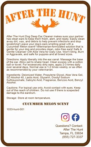 After The Hunt Dog Deep Ear Cleaner for Wax Buildup Dirt Infections Ear Odor and Itching or Scratching Cucumber Melon - 8 oz - Image 2