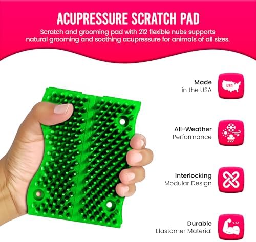 The Original ScratchnAll Animal Scratcher Pad, Flexible Acupressure Nubs & Interlocking Design, Very Durable & All-Weather, Great for Domestic, Barnyard and Zoo Animals - USA Made, Lime Green - Image 2