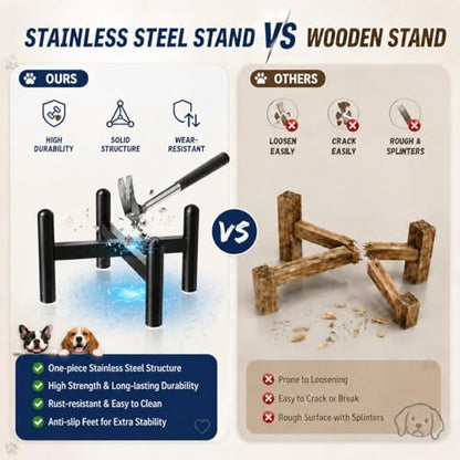 Raised Ceramic Dog Bowl Set with Stand, 2 Cups Elevated Dog Food Stand - Image 4