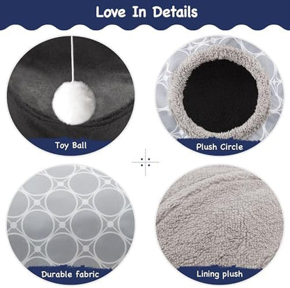 Tempcore Fleece-Lined Cat Tunnel, 3-Way Collapsible Toy, Geometry Grey - Image 5