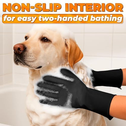 Cat and Dog Washing Gloves, 1 Pair, 11.6 in, Soft Silicone (Black) - Image 6
