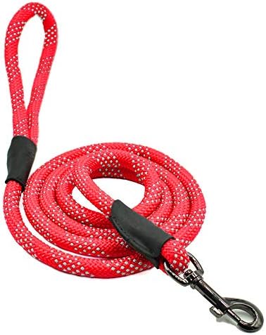 Max and Neo Rope Leash Reflective - 6 FT x 1/2", "RED by MaxandNeo