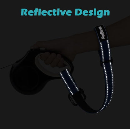PetBonus Dog Leash Wrist Strap, Safety Strap for Retractable Leash, Lockable Reflective Short Dog Walking Lead with Adjustable Soft Padded Handle, Extra Layer Security for Pet Stroller (Blue)
