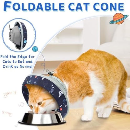 Cat Cone Collar Soft to Stop Licking, Adjustable, Foldable Lightweight Kitten Cones After Surgery Recovery for Cats & Kittens, Cat Cone Alternative, Easy Eating (Grey, M) - Image 3
