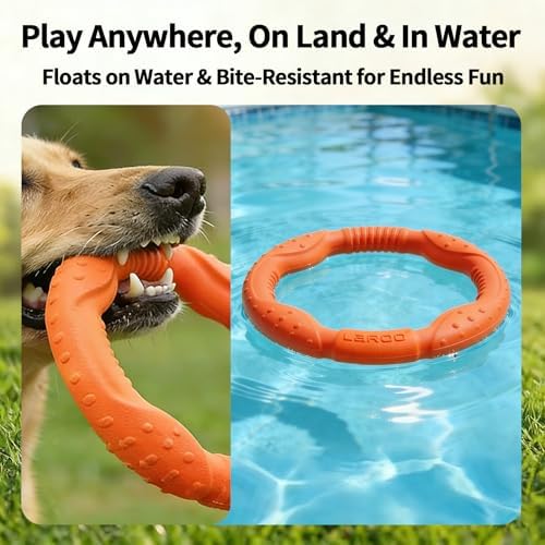 LaRoo Dog Chew Ring Toy for Small Dogs, Durable EVA Floating Puppy Teething Chew Toy, Interactive Tug of War Fetch Toy for Dental Cleaning & Outdoor Play (Orange) - Image 5
