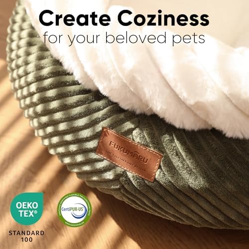 FUKUMARU Cute Round Cat Bed, Calming Donut Small Dog Beds, Washable - Image 5