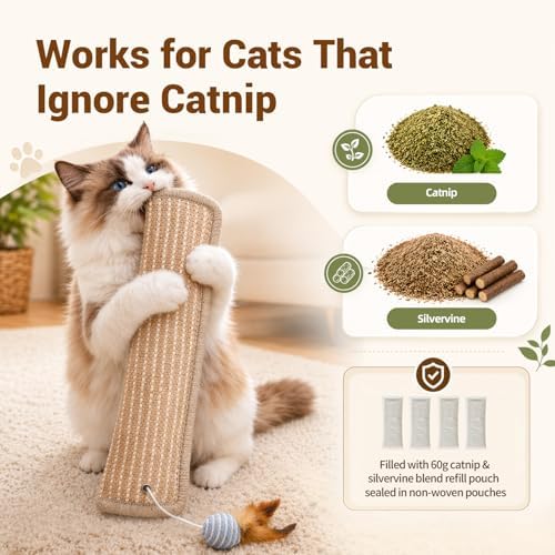 2 Pack Refillable Catnip Silvervine Kicker Toys for Indoor Cats - Image 2