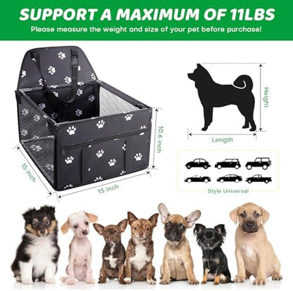 GENORTH Small Dog Car Seats for Small Dogs,Portable Puppy/Pet Car Booster Seat with Clip-On Leash and Mesh Window for Pet Up to 11 lbs - Image 5