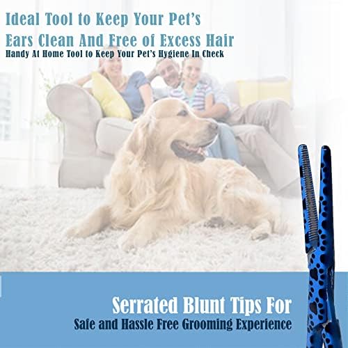 Dog Pet Ear/Nose Hair Puller Grooming Hemostat Locking Forceps Pliers, 5.5" (14cm), Straight (Blue Paws) - Image 5