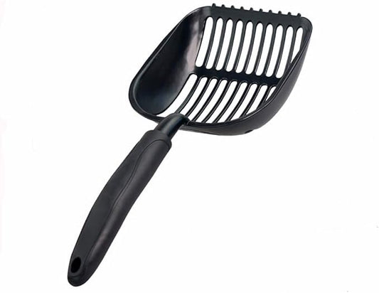 Cat Litter Scoops Latest Update Polishing Metal Cat Litter Scoop with Black, Solid Giant Aluminum Alloy Sifter Deep Shovel with TABS/Round Teeth Pet Kitty Litter Scooper