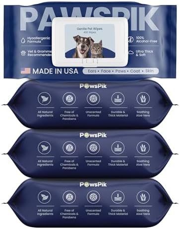 PawsPik Made in USA Premium Pet Wipes, Dog & Cat, Large, 400 Count by PawsPik
