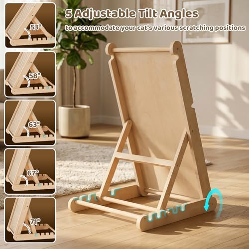 XiaZ Cat Scratcher, 23" Sisal Cats Scratching Board with 5 Adjustable Heights, No Assembly Required, Foldable Cat Scratchers for Indoor Cats and Kittens, Ready to Use - Image 4