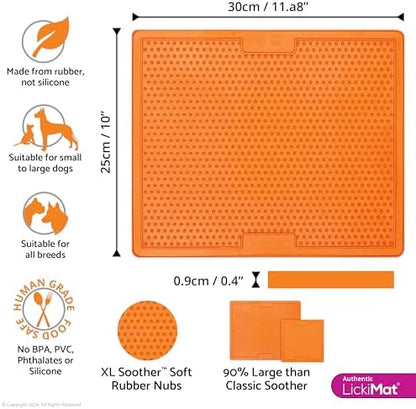 LickiMat X Large Breed Soother Dog Lick Mat, Dog Calmer, Slow Feeder, Anxiety Reliever Alternative to Puzzle Toys, Slow Feeding Bowls. Use Peanut Butter, Wet, Raw, Mixed Food, Healthy Treats - Orange - Image 2