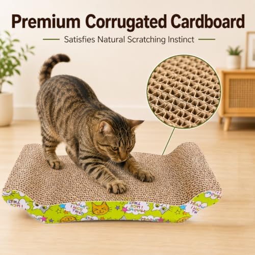 PrimePets Wave Cardboard Cat Scratcher 2 Pack, 17"x8.5" Curved Cat Lounge - Image 4