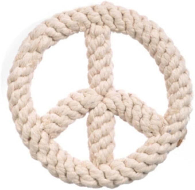 Eco Friendly Dog Rope Toy - Peace Sign, White
