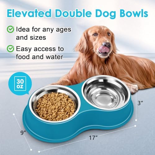 Epetslove Dog Bowls Large Stainless Steel Dog Water and Food Bowls Set with No-Slip Base, Pet Feeder Bowls Raised Edges for No Spill, Dog Cat Dish for Small, Medium, and Large Pets - Image 2