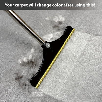Premium Stainless Steel Pet Hair Removal Carpet Rake | Reusable Adjustable Pet Fur De-Shedding Tool for Carpets, Rugs, Upholstery & Auto Mats | Long Extendable Handle, Heavy-Duty Construction (Black) - Image 5