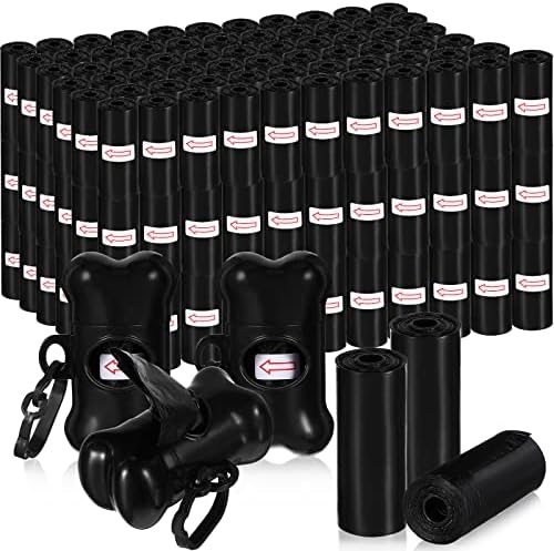 Teling 3000 Count Dog Poop Bags with 3 Dispensers, Black by Teling