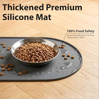 3-Pack Cat Bowls with Food Mat,6.3 Inches Stainless Steel Cat Food Bowl,Wide Tapered Design Whisker-Friendly Food and Water Bowl for Feeding Dogs and Cats,Dishwasher Safe,SUS 316 - Image 3