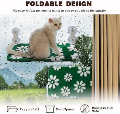 Cute Cat Window Perch, Foldable Cat Window Hammock, Green - Image 5