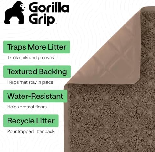 GORILLA GRIP Cat Litter Box Mat, Coiled Mesh Trapping Mats, 47x35 Brown - Image 2