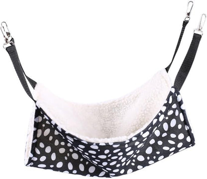 COHEALI Double-Sided Hanging Cat Hammock Breathable Pet Bed 27x27cm Compact Black and White Dots Suitable for Indoor Cats Winter Warm Den