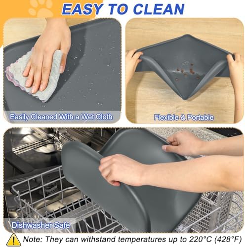 SMILOOL Waterproof Silicone Pet Food Mat with Raised Edge for Dog & Cat - Image 6