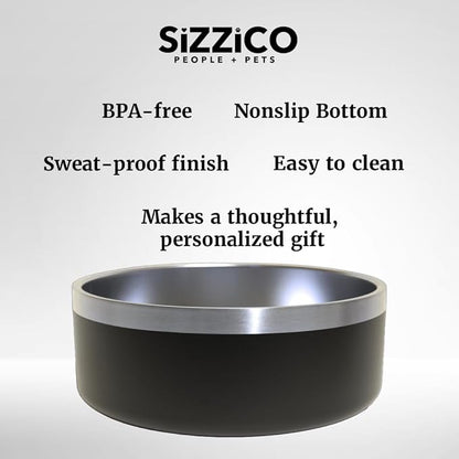 Custom Dog Bowl with Large Name - 304 Stainless Steel, Personalized Engraved, Nonslip, Custom Cat Bowl, Feeder, Pet Supplies, Food (Navy, Small -18oz)