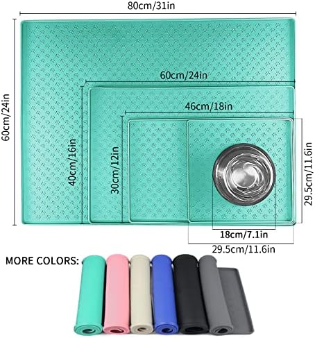 2 Pack Pet Placemat for Dog and Cat, Waterproof Non-Slip Silicone Feeding Bowl Mat Prevent Food and Water Overflow, Puppy Dish Feeder Fountain Trays Suitable for Medium and Small Pets, Green - Image 2
