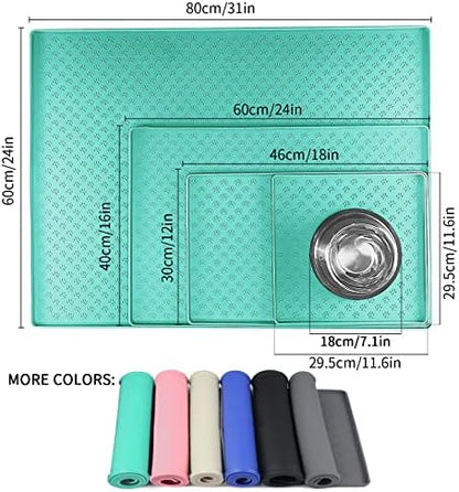 2 Pack Pet Placemat for Dog and Cat, Waterproof Non-Slip Silicone Feeding Bowl Mat Prevent Food and Water Overflow, Puppy Dish Feeder Fountain Trays Suitable for Medium and Small Pets, Green - Image 2