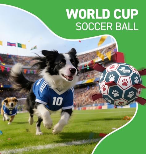 QDAN Dog Balls, 6 Inch Dog Soccer Ball with Straps, Herding Balls for Dogs - Image 3