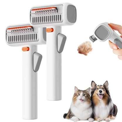 2-in-1 Pet Self-Detangling & Grooming Comb, 2026 New Deshedding Tool for Dogs & Cats, Undercoat Rake & Brush for Long or Short Hair, Removes Mats, Tangles & Loose Fur (White*2)