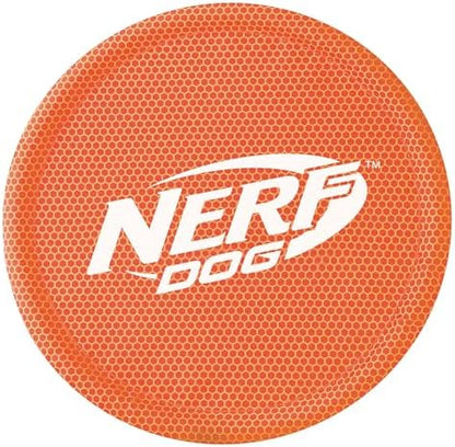 Nerf Dog Nylon Flyer Dog Toy, Flying Disc, Lightweight, Durable and Water Resistant, Great for Beach and Pool, 9 inch diameter, for Medium/Large Breeds, Single Unit, Orange by GramercyProductsInc