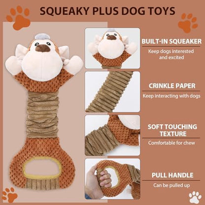 Letsmeet Squeaky Dog Toy with Crinkle Paper, Pull Interactive Plush Chew Toy for Puppies, Small, Medium, Large Dogs - Great for Tug of War and Teeth Cleaning - Image 2