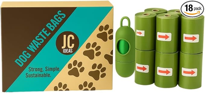 Dog Waste Bags. Strong, simple, and sustainable bags for a quick, easy clean. 18 rolls, 270 bags. Includes a bag dispenser.