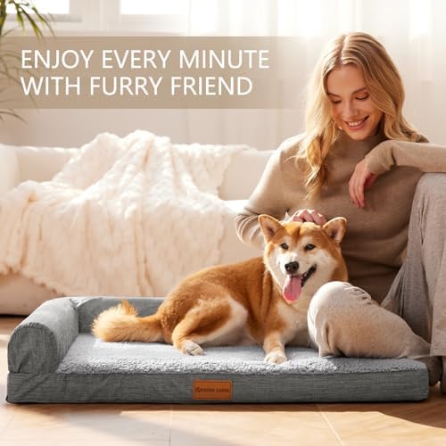Patas Lague Orthopedic Large Dog Bed Washable Pet Sofa Bed 48''X30''Grey - Image 3