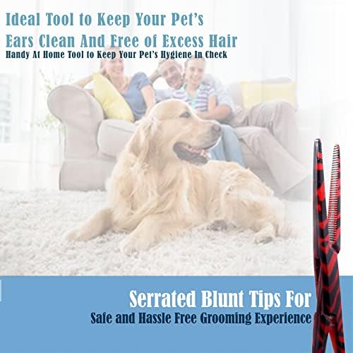 Dog Pet Ear/Nose Hair Puller Grooming Hemostat Locking Forceps Pliers, 5.5" (14cm), Straight (Red Swirls) - Image 5