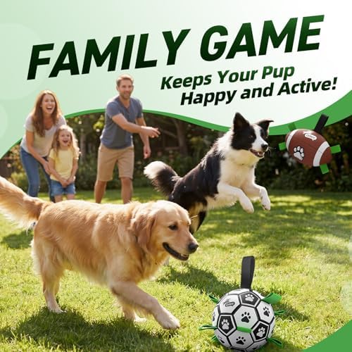 QDAN Dog Soccer Ball Football Set - 2 PCS Dog Balls with Strap for Tug of War, Soccer Ball Football Toys for Small Medium Large Dogs, Herding Ball for Dogs, Dog Birthday Toy - Image 3