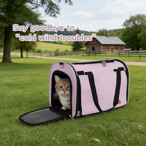 TWDEPART Cat Carrier Backpack - Multifunctional, Firm & Foldable with Roll-Up Shade, Breathable Design Includes Collapsible Bowl and Cushion (Pink) - Image 7