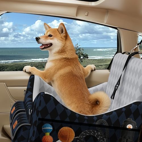 Dog Car Seat for Small/Medium Dogs up to 35lbs, 4-Pocket Storage Memory Foam Dog Booster Seat, Detachable Washable Pet Car Seat with Safety Belt, Outdoor & Indoor Use (Dark Blue/Black) - Image 5