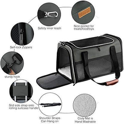 Cat Carrier - Portable Foldable Dog Pet Carrier, Soft-Sided Pet Bag up to 22 Lbs, Airline Approved Travel Puppy Carrier - Image 4