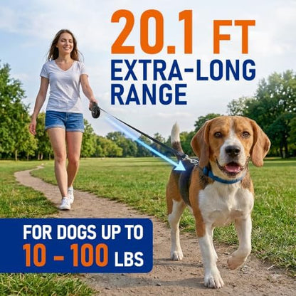 20.1 ft Retractable Dog Leash for Dogs 10–100 lbs - Heavy Duty Tape Leash with Strong Nylon Tape - 360° Swivel Control - One-Click Brake & Lock - Ergonomic Non-Slip Grip for Safe & Easy Daily Walks BK - Image 2