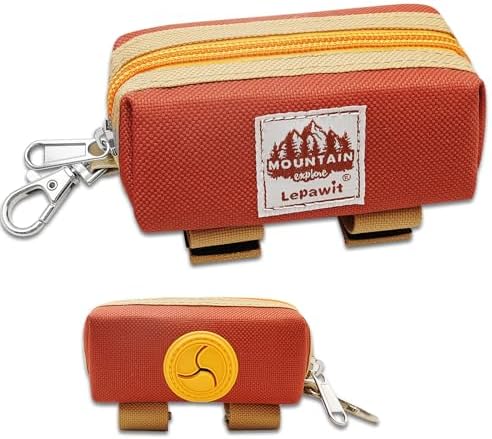Dog Poop Bag Holder for Leash, Large-Capacity Canvas Pouch, Brown by Lepawit