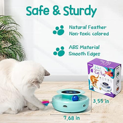 ORSDA Cat Toys 2-in-1 Interactive Cat Toys for Indoor Cats, Automatic Cat Toy Balls, Mice Toys Ambush Feather Kitten Toys with 7pcs Attachments, Dual Power Supplies, Adjustable Speed, Auto On/Off - Image 3