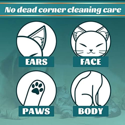 Pet Rinse Free Grooming Gloves, 10Pcs Pet Wipes for Dogs & Cats Wash Free Gloves, Cleansing Grooming with Plant Extract No Rinse Thick Extra Puppy Wipes - Image 5