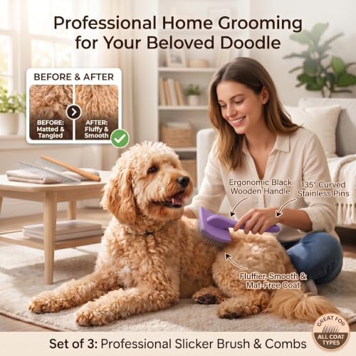Slicker Brush for Dog, Doodles, Poodles & Long Haired Cats - Image 3