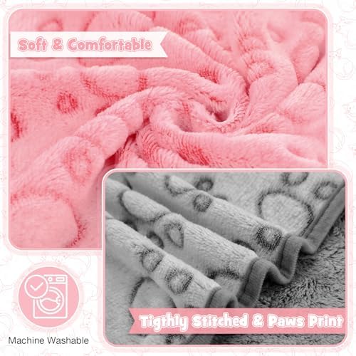 Tegeme 12 Pcs Puppy Blanket for Cat, 30 X 20 Inch Pink,Gray,Blue - Image 3