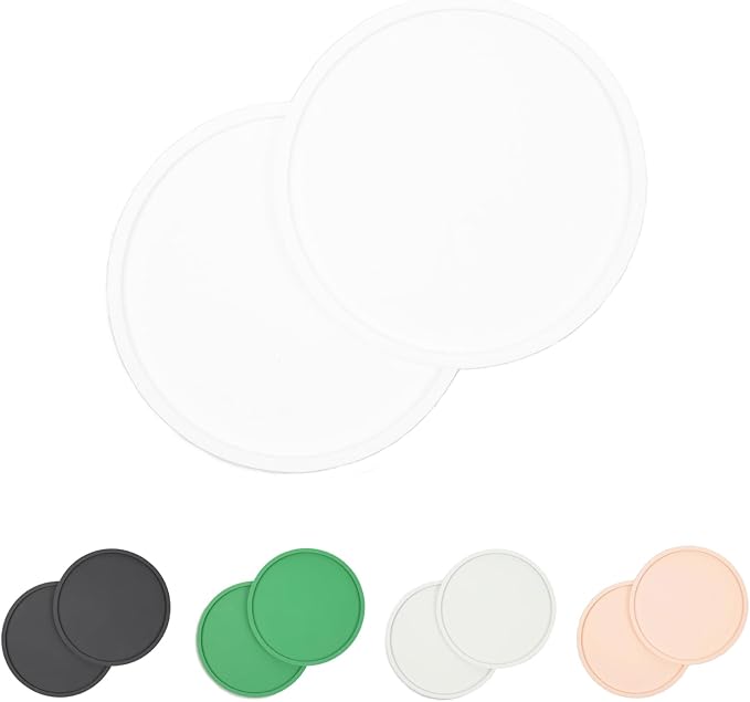 Waggo Habit Silicone Dog Placemat – Set of 2 Modern Heavyweight Silicone Dog Food Mats, Dishwasher Safe, Non-Slip, Solid Color – White (Small, 6")